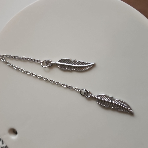 Long Dangle  Duo Feather Earrings BEST SELLER EB - Picture 2 of 4